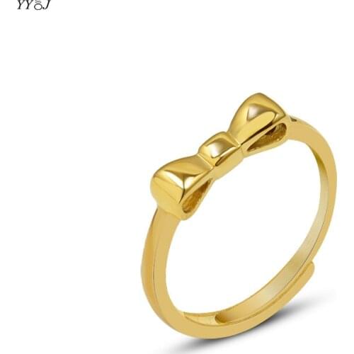 Bow pinky ring for women stainless steel gold cute ring stackable thin dainty modi ring trendy women wedding accessory jewelry