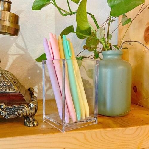 1*Storage Box 10*6.5*6.5cm Transparent Acrylic Pen Holder Storage Box Storage Barrel Student Stationery