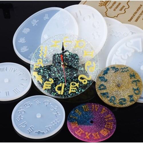 1Pcs Round Mirror Silicone Clock Mold Crystal Epoxy Clock Craft Making Mould Handmade Tool DIY Epoxy Resin Molds