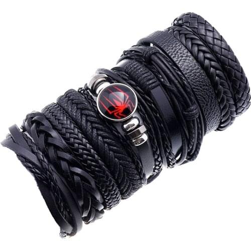 10Pcs/Set Explosion Style Retro Woven Leather Bracelet Diy Multi-layer Simple Couple Bracelet Trendy Jewelry