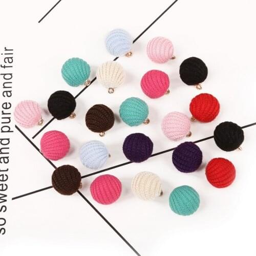 13mm 10Pcs/Lot 9 Colors Optional New Fashion Fabric Wool Wrap Round Beads Charm Drop For Ladies DIY Jewelry Handcraft Decoration