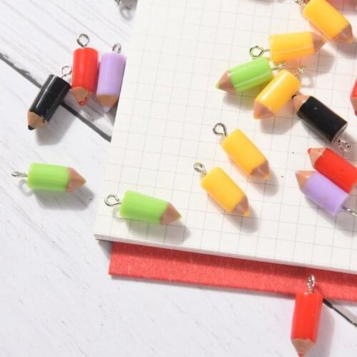10pcs Resin Pencil Necklace Charms Very Cute Keychain Pendant Necklace Pendant For DIY Decoration