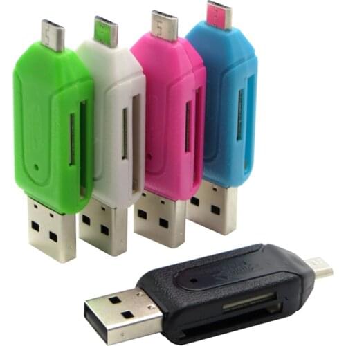 100pcs/lot Universal Micro USB OTG Card Reader for Mobile Phone PC OTG TF SD Card Reader