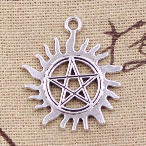 12pcs Charms Sun Star Hexagram 30x26mm Antique Silver Color Plated Pendants Making DIY Handmade Tibetan Silver Color Jewelry
