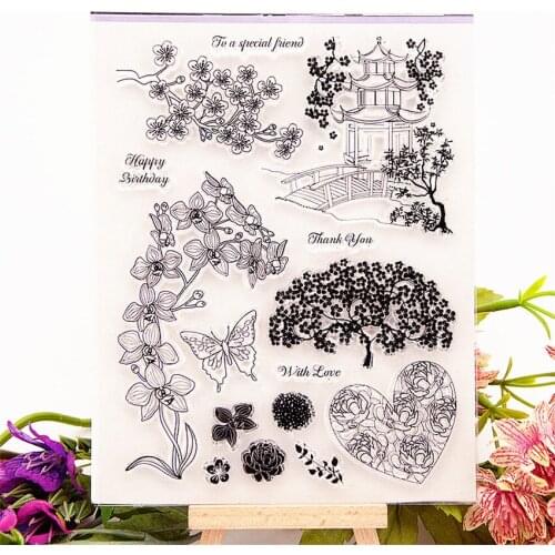 14x18cm Garden pavilion Transparent Clear Stamps Silicone Seals Roller Stamp DIY scrapbooking photo album/Card Making