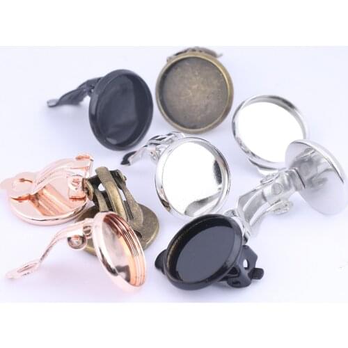 20pcs 12mm Cabochon Earring Base Lever Back Cameo Bezel Setting Blanks Diy Clip On Ear Findings