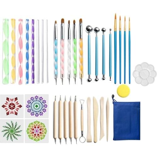 38Pcs Mandala Dotting Tools Set with Storage Bag Stencils for Painting Rocks