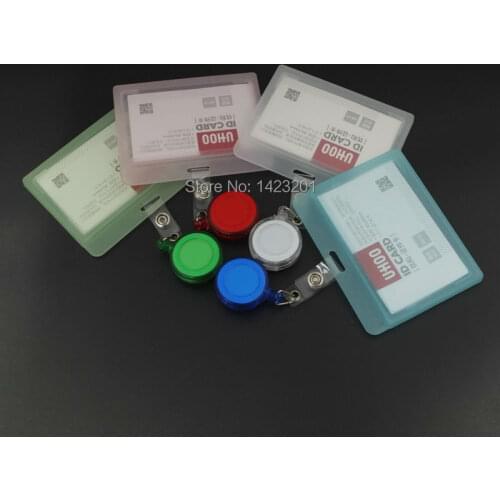 5 Pcs / Lot Hard ID Card Badge Holder + Reel Retractable YOYO Lanyard Credit Horizontal