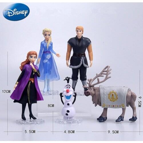 5pcs/Genuine Disney Figures mermaid Princess Dolls Elsa Anna Olaf Sven Christopher Model Pvc Plastic Toy Gifts for Children