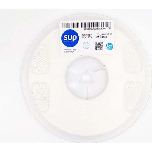 50PCS C0603C0G2R0C500NTDD Chip capacitor 0603 NPO 2pF 50V ±0.25PF Thickness 0.8mm