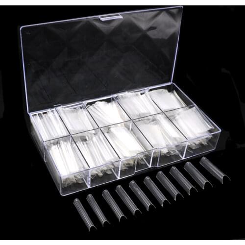 500 Pcs+100Pcs XXL Coffin Tips C Curve Long False Nail Tip Half Cover Acrylic Nails Salon Supply Extension System Nail Art Tool