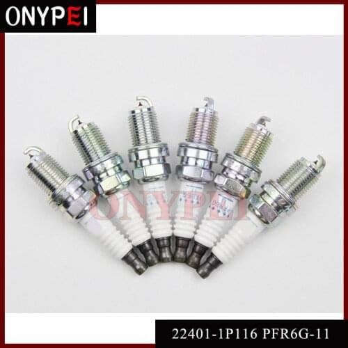 6pcs/lot 22401-1P116 PFR6G-11 Iridium Spark Plug For Nissan Cefiro Maxima Lexus Acura Volvo 224011P116 PFR6G11