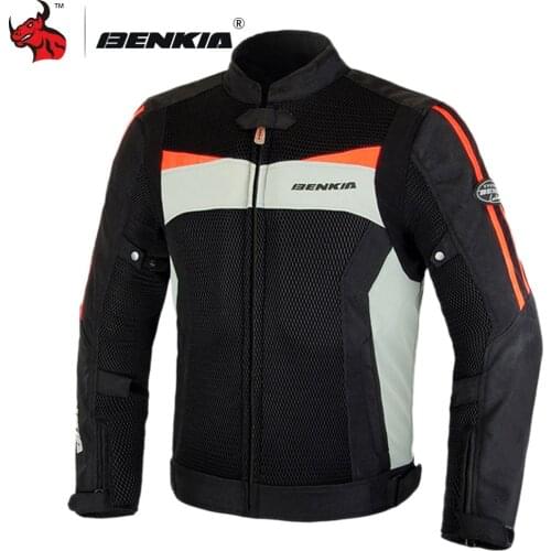 BENKIA Motorcycle Jacket Protective Gear Men Moto Motocross Jacket Summer Breathable Mesh Moto Jacket Motorcycle Jacket Armor