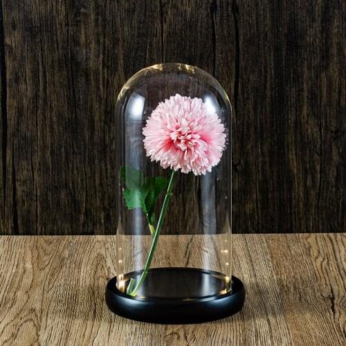 Free Shipping 9*15cm Small Size Luminous Black Base Glass Dome Vase Home Decoration Friend Gift Wedding Live Prop