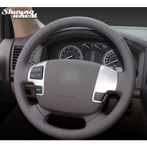 Shining wheat Dark gray Leather Car Steering Wheel Cover for Toyota Land Cruiser 2008-2015 Sequoia 2008-2011 Tundra 07-2011