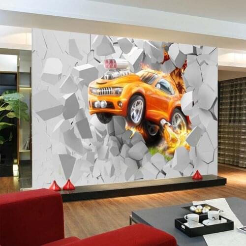 3D Large Mural Flame Car Modern Personality Simple Fashion HD Voyage Bedroom Living Room TV Wall