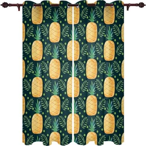 Yellow Pineapple Leaves Large Curtains For Living Room Window Curtain Bedroom Kitchen Balcony Gazebo Curtain Room Divider