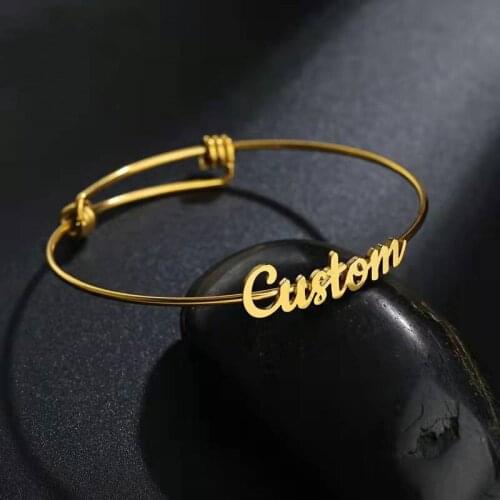 Noelia Custom Name Bracelet for Women 18k Gold Plated Personalized Bangle Bracelet Adjustable Cuff Bracelet Jewelry Gifts