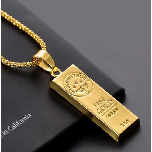 Long Bead Chains MGOLD WE TRUST Necklace for Men Women Gold Color Pendant Hip Hop Necklaces Punk Jewelry Gift Collar