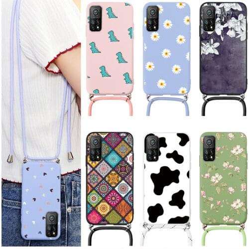 Funda For Xiaomi Mi 10T Pro Case Chain Necklace Silicone Phone Cover Coque For Mi 10 T 10tpro Crossbody Strap Cord Lanyard Bags