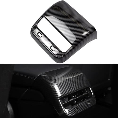 For Tesla Model Y Rear Seat Air Conditioning Outlet Vent Cover Car Interior Accessories ABS Imitation Carbon
