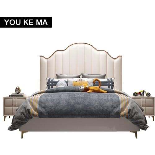 Childrens bed boy simple modern teenagers solid wood bed single bed1.5M childrens room bed light luxury leather bed