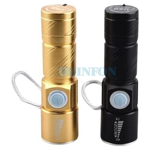 DHL 100PCS Outdoor Portable Mini USB Charging Zoom LED Flashlight (Bulb:XPE)