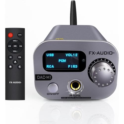 FX-AUDIO DAC-M1 Decoder Bluetooth 5.0 APTX ESS9038Q2M 32Bit 768kHz DSD512 USB DAC Headphone Amplifier with Remote RCA