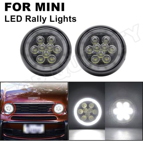 Chrome Mini Rally Light For 2014 2015 2016 Mini Cooper F55 F56 F57 Front LED Halo Ring DRL Daytime Running Light Car Styling