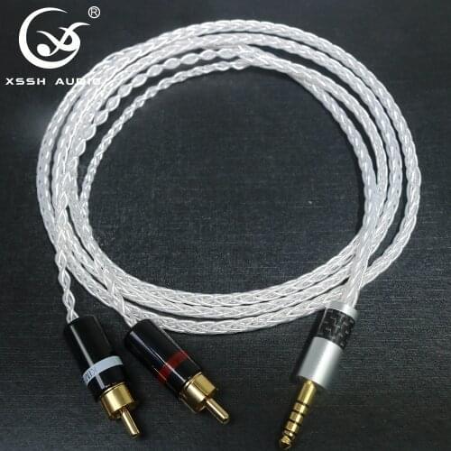 YIVO XSSH audio 4.4mm to 2 RCA 8 core Silver Plated pure copper Headphone Earphone Extension Cable Wire Cord
