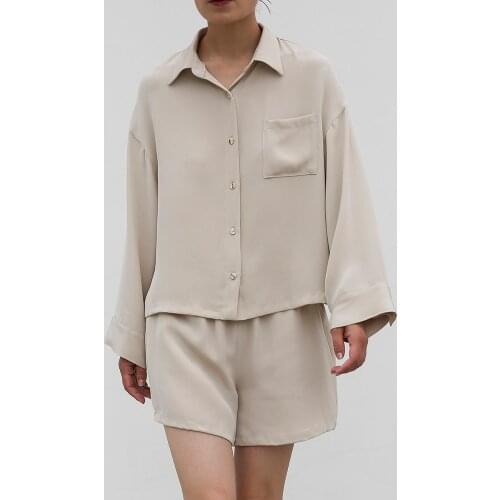 JIUNINE Original design silk shirt mulberry silk single-breasted short loose shirt one-piece blouse women shirt women blouses