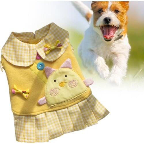 Kitten Puppy Hoodies Cute Casual Clothes Warm Pet Supplies for Spring Autumn Winter Little Yellow Chicken Pattern