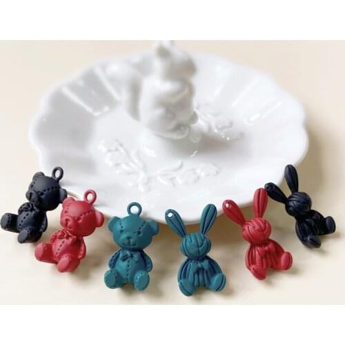 Tide cool spray paint alloy bear rabbit DIY earrings bracelet key mobile phone pendant material