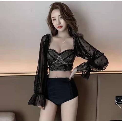 Girls Swimwear Swimming Suit For Women Swimsuits Two Pieces Swim Suits Bikini Girl Piece Swimsuit High Waist Silk Long Sleeve