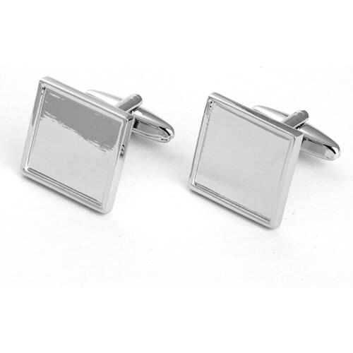 Square Cufflinks Blank Silver Plated Cufflinks Blanks Setting Match 16mm /15.7mm Cabochon Wholesale,Best Sale