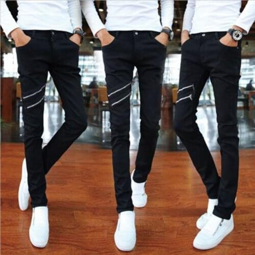 Summer thin 2020 teenagers elastic mens jeans young casual students Korean style trendy slim pencil pants
