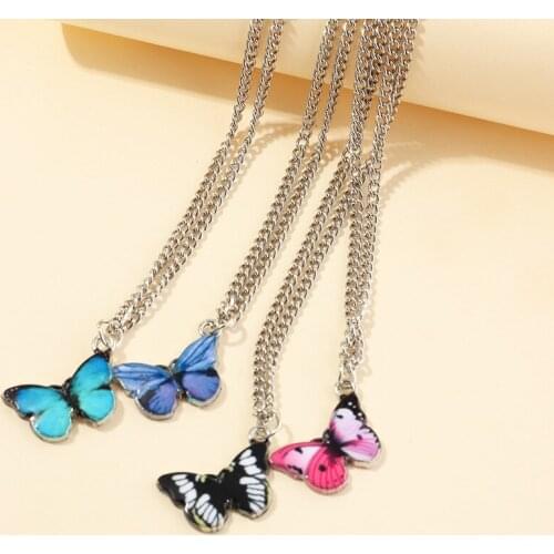 Cute Butterfly Pendant Necklace for Women Clavicle Chain Silver Color 2020 Fashion Jewelry Short Necklaces Sweet Girls Gift New