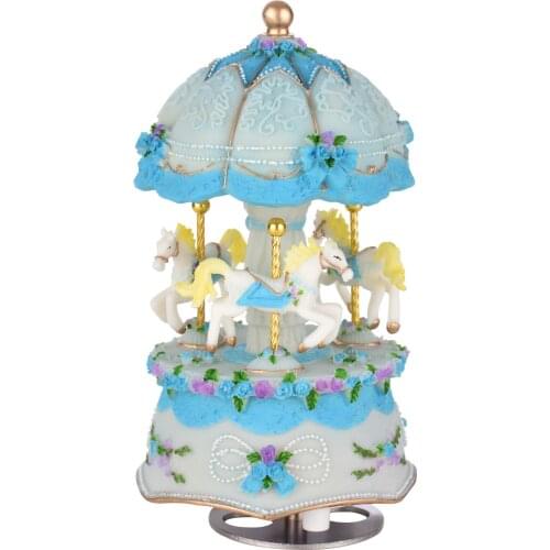 Muslady Music Box Musical Box Windup Music Carousel with Color Change LED Luminous Light Best Gift Melody-Castle in The Sky