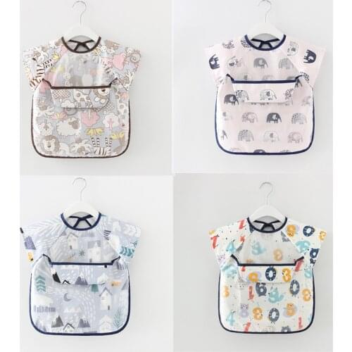 Waterproof Infant Eating Children Drawing Sleeveless Baby Bandana Bibs Cute Baby Bibs Soft Cotton Baby Bib Meal Burp Eva Cloths