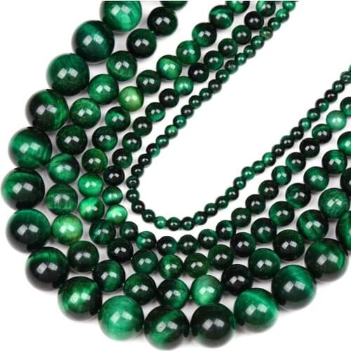 Natural Green Tiger Eye Stone Beads Malachite Peacock Stone 4/6/8/10/12mm Round Spacers Loose Bead For Jewelry Making 15