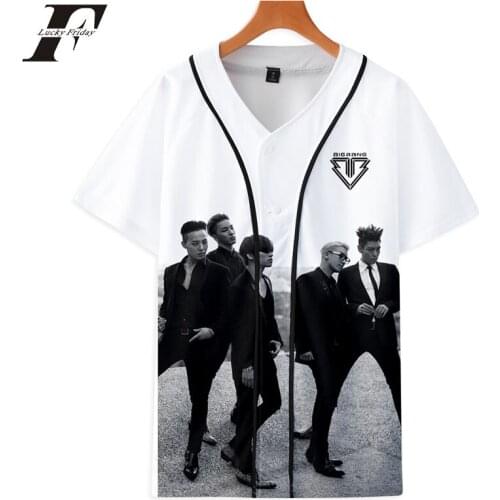 LUCKYFRIDAYF 2018 new BIGBANG Harajuku T-shirts women men Clothes cotton Short Sleeve Baseball Casual Kpop Tops Tees Plus Size