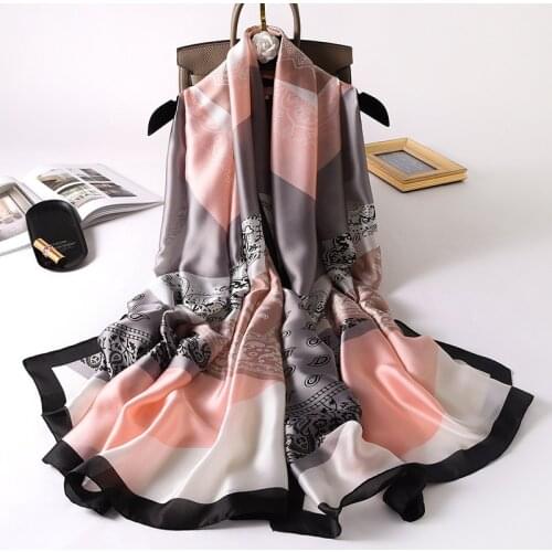 2020 New Fashion Spring Summer Bandana Luxury Cashew Floral Scarves Womens Brand 100% Pure Silk Scarf Female Shawl Print hijab