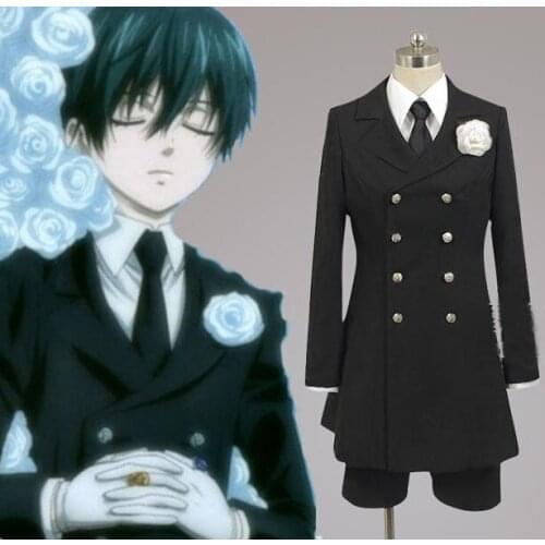 New Black Butler Kuroshitsuji Ciel Phantomhive cosplay costume Black funeral Cosplay Costumes halloween party suit full set