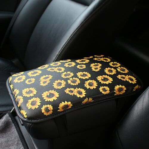 New Sunflower Universal Car Armrest Box Pad Cover Central Hand Pad Protection Cushion For Honda logo CRV Pilot Accord Civic Fit
