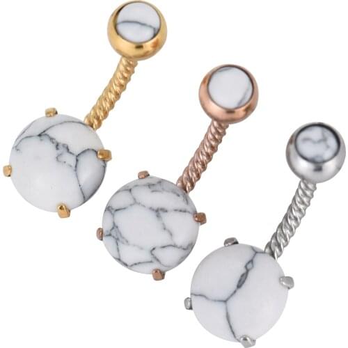 50pcs Body Jewelry Piercing New Navel Belly Button Twist Bar Navel Body Piercing 14g Free shippment White Stone Navel Bar New