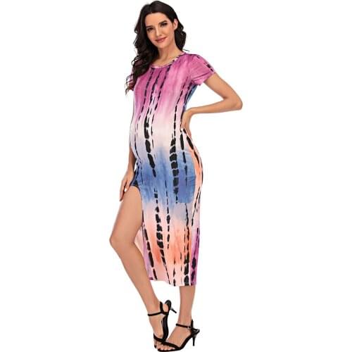 Women Maternity Dress Summer Pregnant Woman Dress Slim Short Sleeve Thread Cardigan Maternity Dress vestidos Pregnancy Clothes