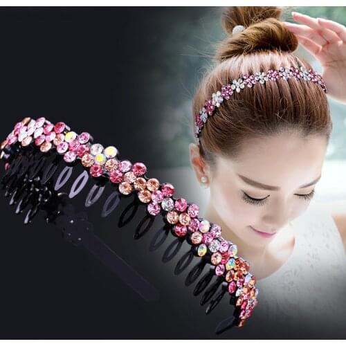 Unisex Alice Hairband Bezel Headband Men Women Sports Hair Band Hoop Top Metal Double Bangs Flower Rhinestone Hair Accessories