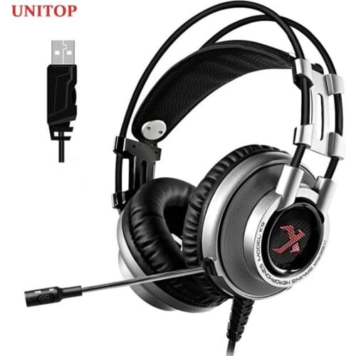 UNITOP Xiberia K9 Gaming Headphones USB 7.1 Wired Headset for PC PS4 Xbox One Game Bass Stereo Earphones with Microphone