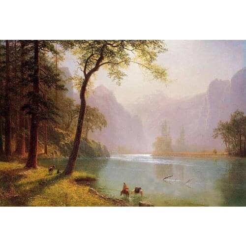Hand Painted Larger Canvas Wall Painting Landscape Oil Painting Home Decor Art Kerns River Valley California Cowboy by River