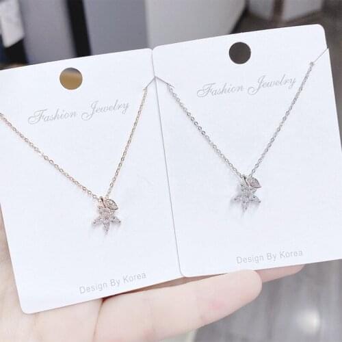 Showfay Flower Clavicle Chain Necklace Fairy Micro Inlaid Zircon Petal Pendant Personality Fashion Jewelry Necklace for Women